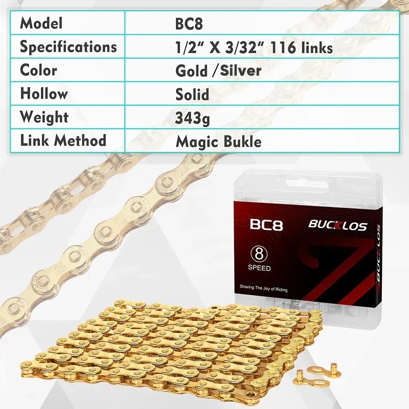 BUCKLOS 8 Speed Bicycle Chain  - đánh giá và giá Mountain Biking Bc